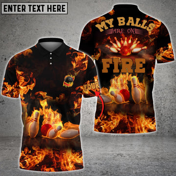 BlueJoses Flame Bowling My Balls Are On Fire Personalized 3D Shirt, Personalized Shirts For Bowling Players