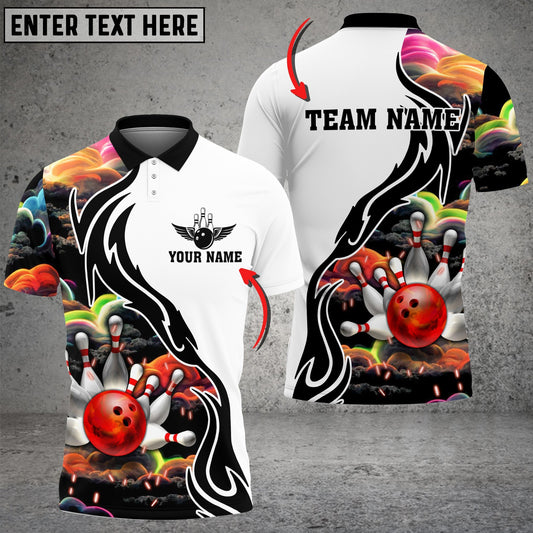 BlueJose Bowling Multicolor Clound Pattern Premium Customized Name 3D Shirt