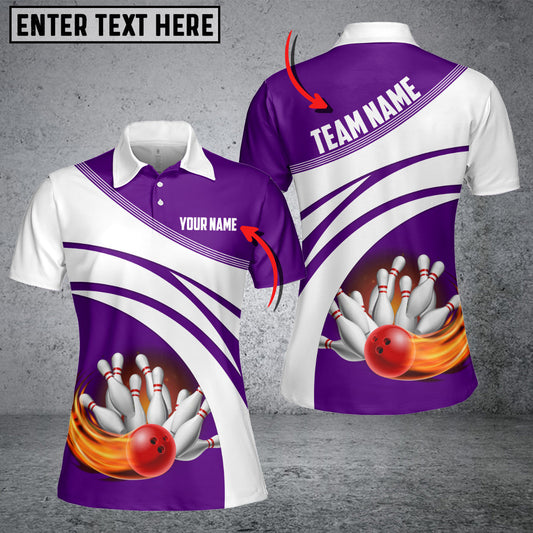 BlueJose Purple Bowling Ball Premium Customized Name 3D Shirt For Women