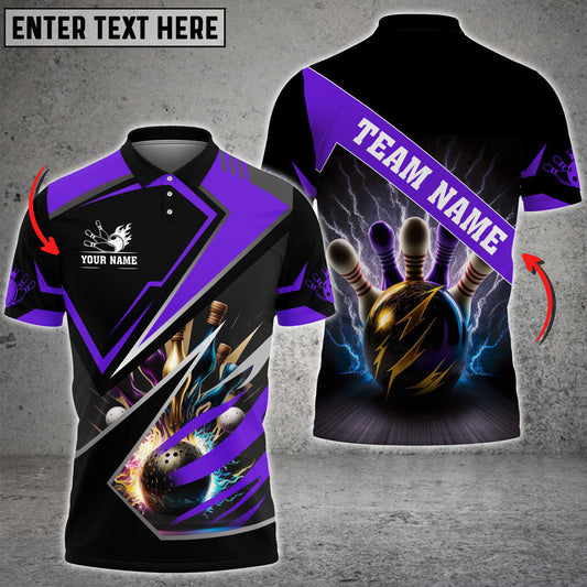 BlueJose Bowling And Pins Premium Multicolor Customized Name 3D Shirt (4 Colors), Personalized Shirts For Bowling Players