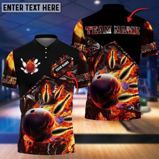 BlueJose Volcanic Rock Bowling And Pins Multicolor Option Customized Name 3D Shirt, Personalized Shirts For Bowling Players