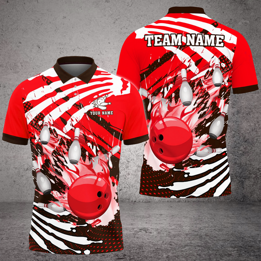 BlueJose Bowling And Pins Skull Hand Pattern Customized Name 3D Shirt (6 Colors)