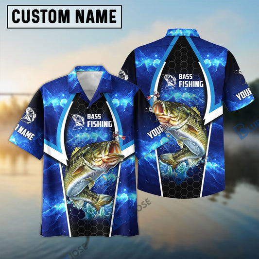 Bluejose Bass Fishing Blue Galaxy Custom Name 3D Shirt