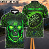 BlueJose Flame Green Skull Darts Personalized Name 3D Shirt