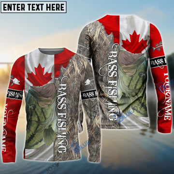 Bluejose Bass Fishing Canada Flag Custom Name All Over Print Shirts - Personalized Fishing Gift