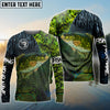 Bluejose Crappie Fishing Green Camo Custom Name Performance Long Sleeve   Fishing Shirts