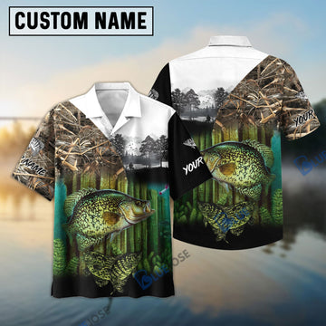 Bluejose Crappie Fishing Camo Freshwater Fish Customize Name 3D Shirt