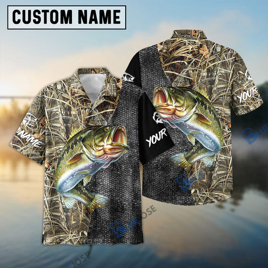 Bluejose Custom Largemouth Bass Fishing Camo Personalized Bass Fishing 3D Shirt