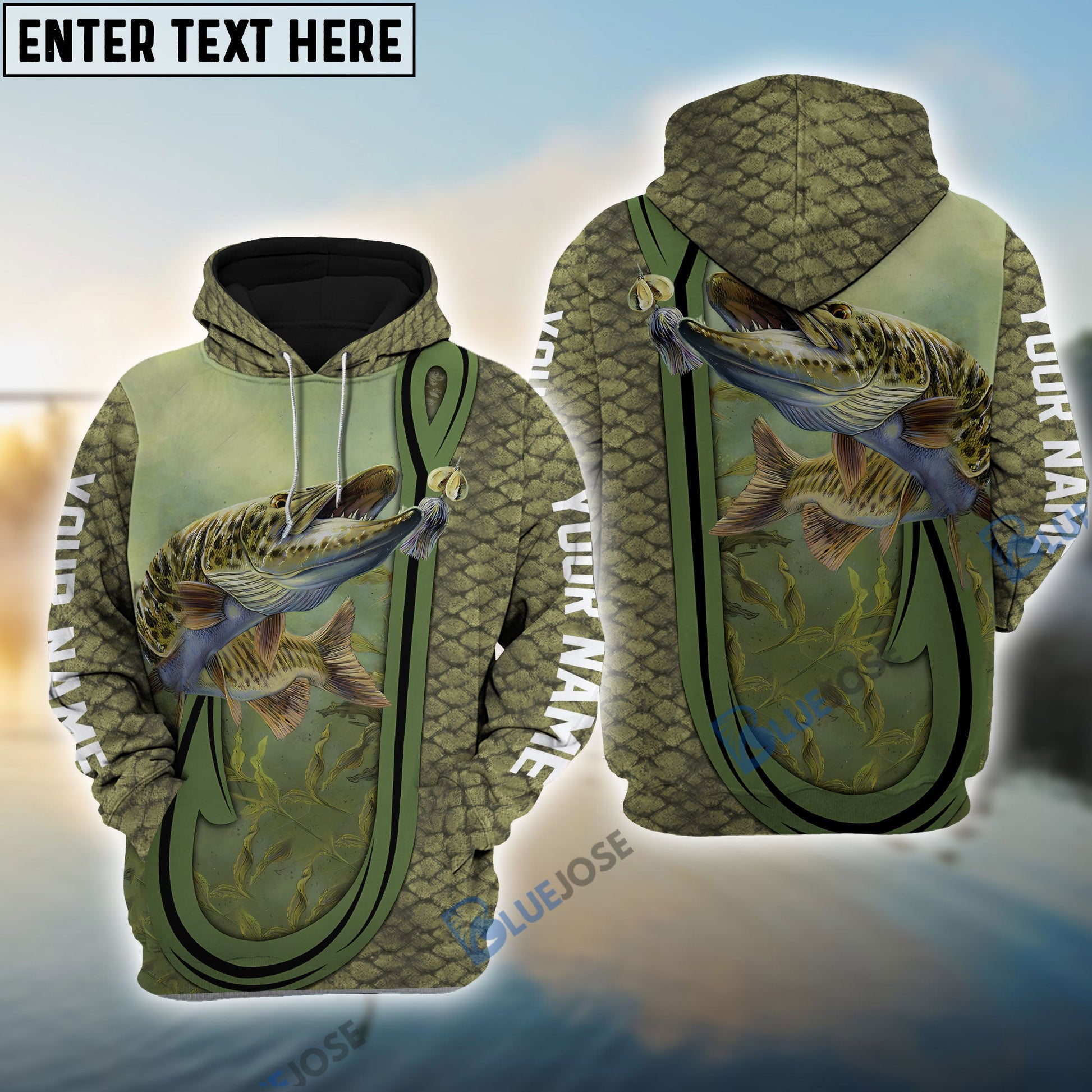 BlueJose Musky ( Muskie) Fishing Scale Fish Reaper Fish 3D Hoodie ...