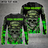 BlueJose Fish Reaper Skull Black And Neon Green Custom Fishing Shirts