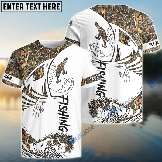 BlueJose Fish Reaper Fishing Camouflage Shirts Custom Name 3D Shirts