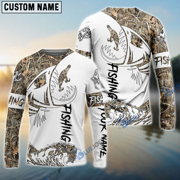 BlueJose Fish Reaper Fishing Camouflage Shirts Custom Name 3D Shirts