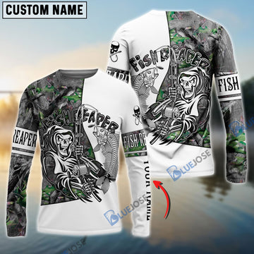 BlueJose Halloween Fish Reaper Fishing Camouflage Custom Name 3D Shirts