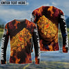 BlueJose Halloween Largemouth Bass Skull On Fire Custom Long Sleeve Fishing Shirts