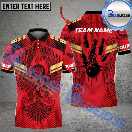 BlueJose Bowling And Pins Native Eagle Multicolor Customized Name 3D Shirt (6 Colors)
