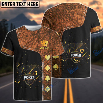 BlueJose Casino Poker Leather Pattern Personalized Name 3D T-Shirt