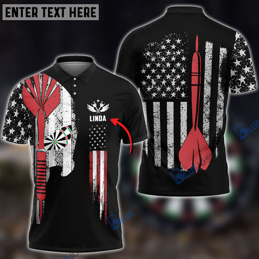 BlueJose Darts American Flag Skull Custom Darts Shirts