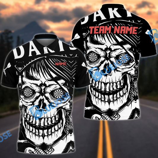 BlueJose Skull Rage Black White Custom Darts Shirts