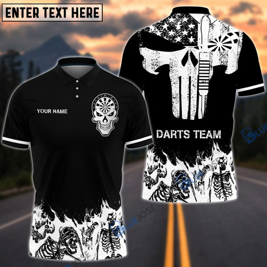 BlueJose Skull Skeletons Black White Version Custom Darts Shirts