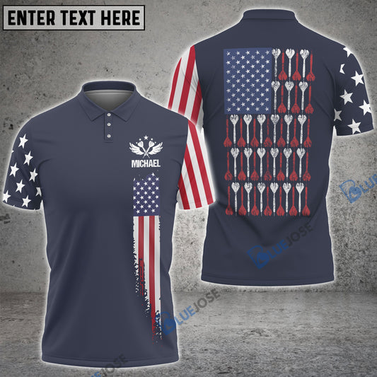 BlueJose Darts Patriotic Flag Version 2 Custom Polo Shirts