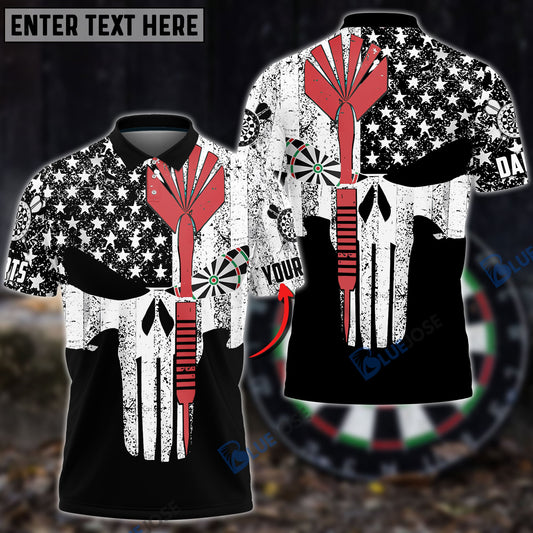 BlueJose Darts Punisher Skull Custom Polo Shirts