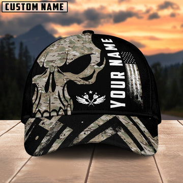 BlueJose Darts Skull Army Flag Personalized Name Cap