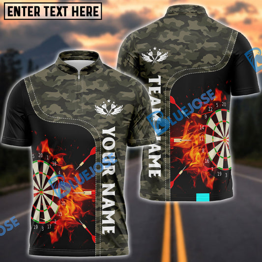 BlueJose Camouflage Dart Board Fire Flame Custom Darts Shirts