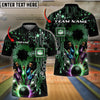 BlueJoses Bowling And Pins Electric Pattern Customized Name 3D Shirt ( 6 Colors)