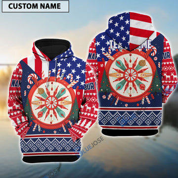 BlueJose Dart Christmas US Flag Candy Personnalized Hoodie