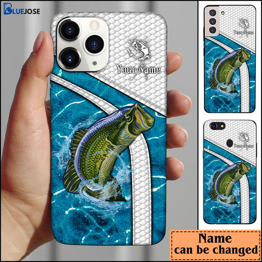 BlueJose Bass Fishing Personalized Name Phone Case