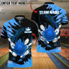 BlueJose Bowling And Pins Cracked Flame Customized Name 3D Shirt (4 Colors)