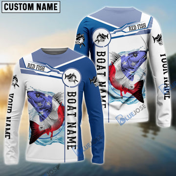 BlueJose Redfish Puppy Drum Customize Name And Boat Name Fishing Shirt