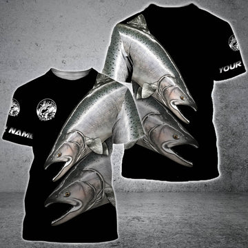 BlueJose Chinook Salmon (King Salmon) Fishing Camo Customize Name Shirt