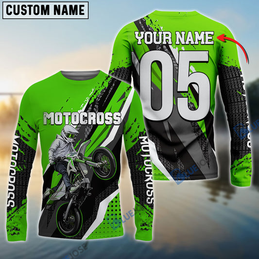 BlueJose Custom Motocross Off-Road Green Dirt Bike Racing 3D Shirt