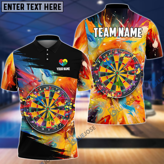 BlueJose Autism Dart Personalized Name, Team Name 3D Shirt