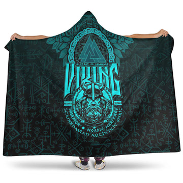 VikingStyle Hooded Blanket -Viking Warriors Valknut Cyan Hooded Blanket A94