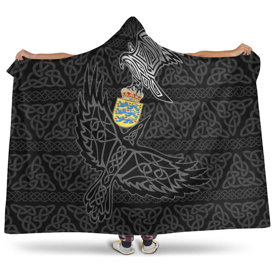 VikingStyle Hooded Blanket -Denmark Raven Viking Set Hooded Blanket A95