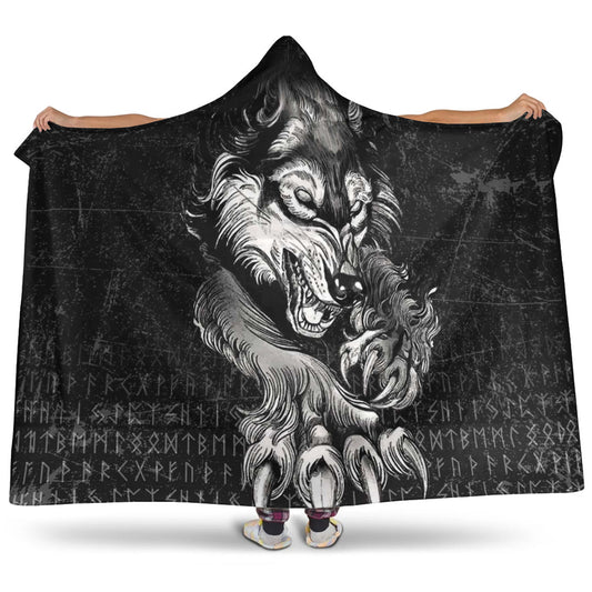 VikingStyle Hooded Blanket - Fenrir Wolf Lead Hooded Blanket A35