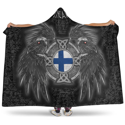 VikingStyle Hooded Blanket - Finland Viking Raven Hooded Blanket A95