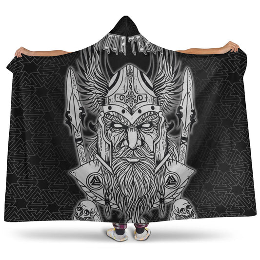 VikingStyle Hooded Blanket -Odin And Raven Red Viking Homeset Hooded Blanket A95