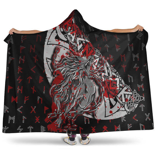 VikingStyle Hooded Blanket - Fenrir Ragnarok Blood Hooded Blanket A94