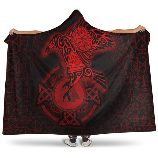 VikingStyle Hooded Blanket -Celtic Raven Red Viking Homeset Hooded Blanket A95