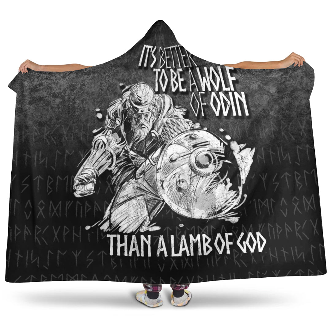 VikingStyle Hooded Blanket - Viking-Valhalla-Odin-It'S-Better-To-Be-A-Wolf Hooded Blanket A7