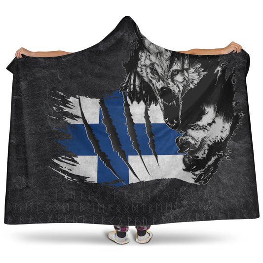 VikingStyle Hooded Blanket - Finland Wolf Viking Hooded Blanket A95