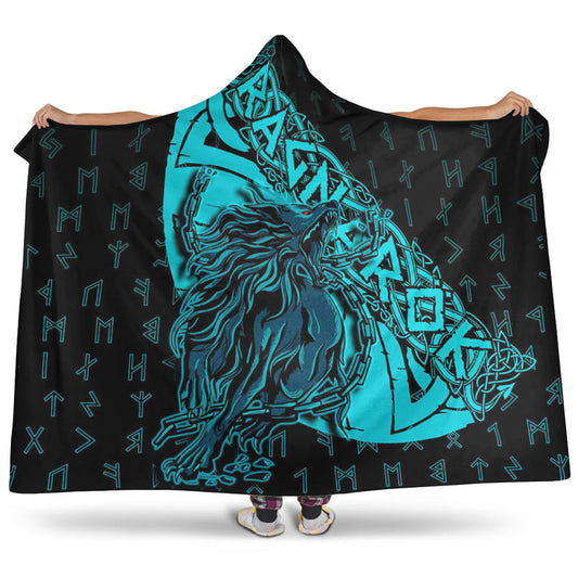 VikingStyle Hooded Blanket - Fenrir Ragnarok Cyan Hooded Blanket A94
