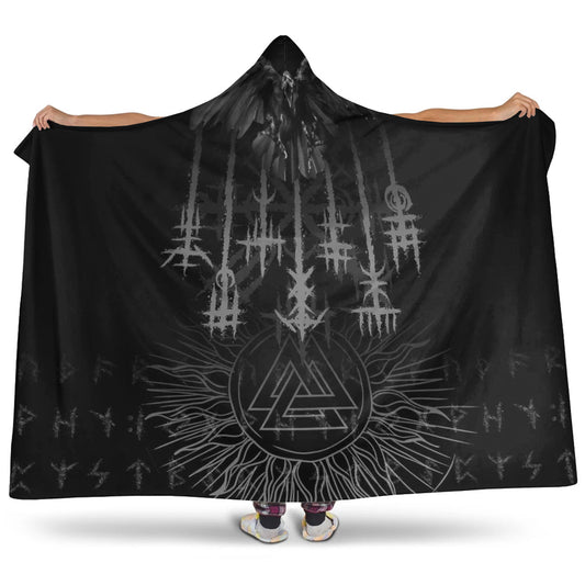 VikingStyle Hooded Blanket - Raven and Valknut Hooded Blanket A94