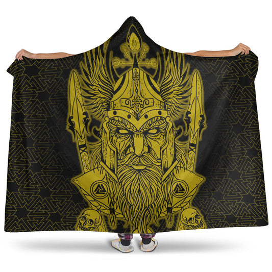 VikingStyle Hooded Blanket -Odin And Raven Gold Viking Homeset Hooded Blanket A95