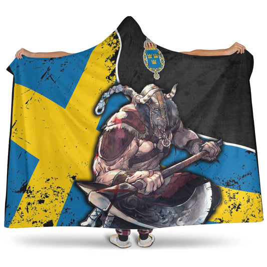 VikingStyle Hooded Blanket - Sweden Warrior Brush Style Hooded Blanket A35