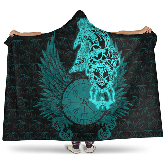 VikingStyle Hooded Blanket - Raven Ving Turquoise Hooded Blanket A95