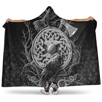 VikingStyle Hooded Blanket - Celtic Raven Axe Viking Hooded Blanket A95